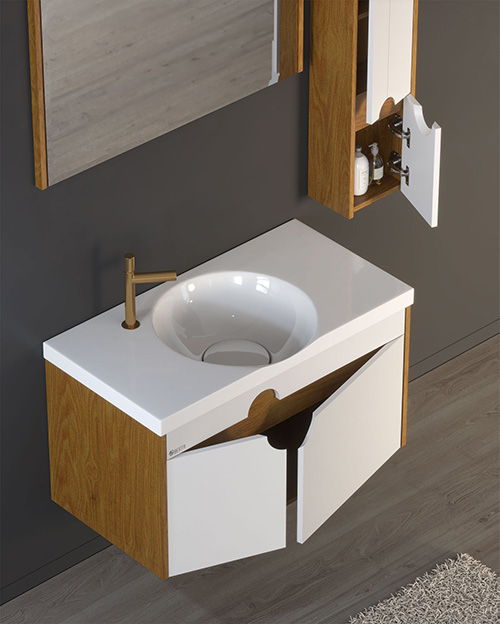 Wood and PVC vanity cabinet model D-8009